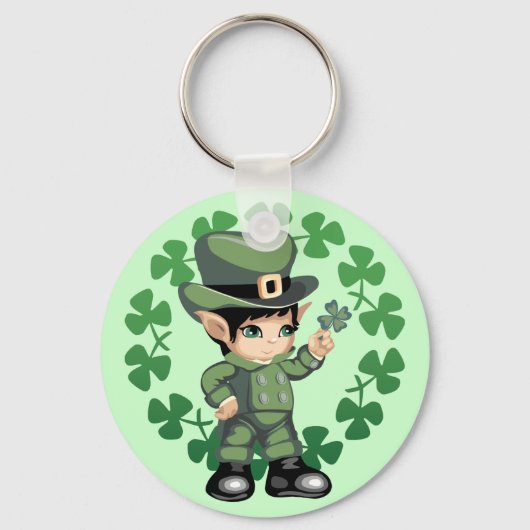Little Leprechaun met Shamrocks Sleutelhanger (Voorkant)