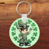 Little Leprechaun met Shamrocks Sleutelhanger (Voorkant)