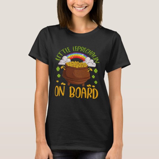 Little Leprechaun On Board Pregnant St Patricku20 T-shirt (Voorkant)