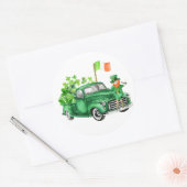 Little Leprechaun Truck Birthday Party Bedankt Ronde Sticker (Envelop)