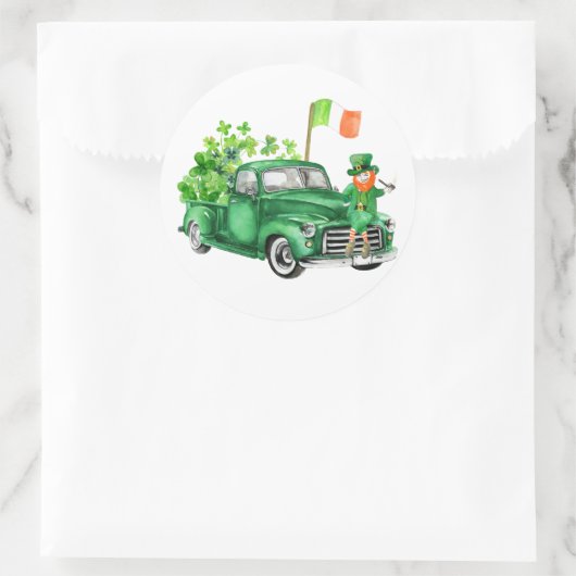Little Leprechaun Truck Birthday Party Bedankt Ronde Sticker (Tas)