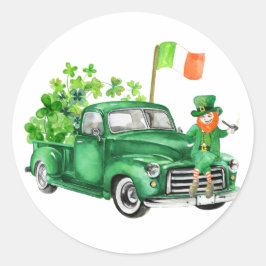 Little Leprechaun Truck Birthday Party Bedankt Ronde Sticker