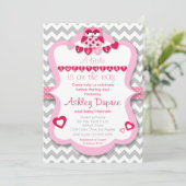 Little Lieverd Owl Girl Baby shower Invitation Kaart (Staand voorkant)