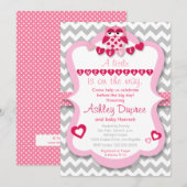 Little Lieverd Owl Girl Baby shower Invitation Kaart (Voorkant / Achterkant)