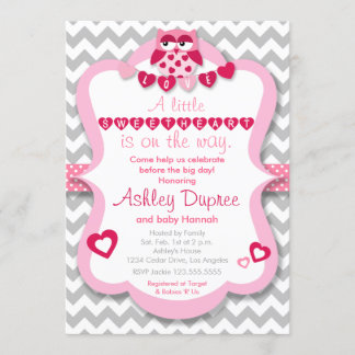 Little Lieverd Owl Girl Baby shower Invitation Kaart