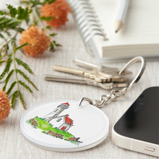 Little Lighthouse Watercolor Sleutelhanger (Voorkant Rechts)