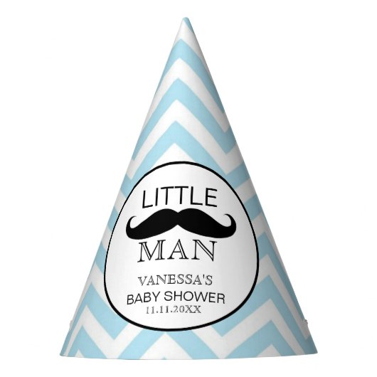 Little Lil' Man Mustache Boy Baby shower Birthday Feesthoedjes (Voorkant)