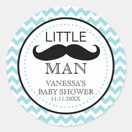 Little Lil' Man snor Boy Baby shower Favor Ronde Sticker (Voorkant)