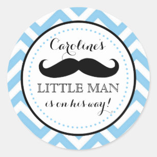 Little Lil' Man snor Boy Baby shower Favor Ronde Sticker