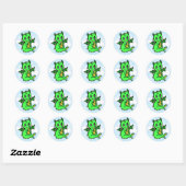 Little Lime Green Dragon Fairy Tale Birthday Ronde Sticker (Vel)