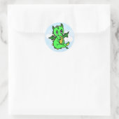 Little Lime Green Dragon Fairy Tale Birthday Ronde Sticker (Tas)