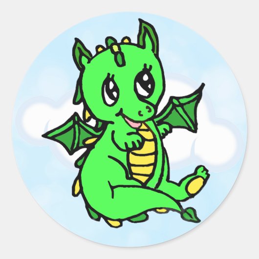 Little Lime Green Dragon Fairy Tale Birthday Ronde Sticker (Voorkant)
