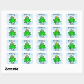 Little Lime Green Frog Fairy Tale Birthday Vierkante Sticker (Vel)