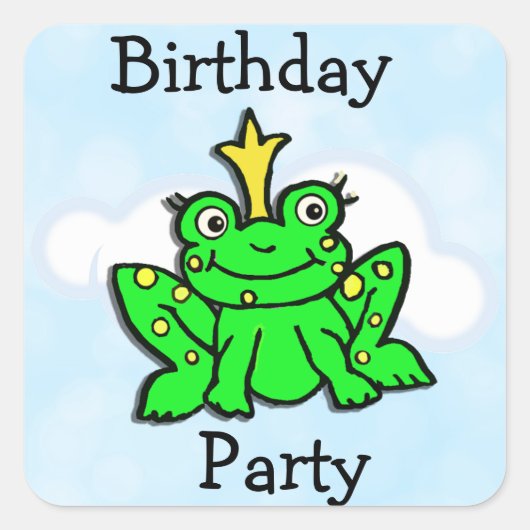 Little Lime Green Frog Fairy Tale Birthday Vierkante Sticker (Voorkant)