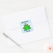 Little Lime Green Frog Fairy Tale Birthday Vierkante Sticker (Envelop)