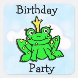 Little Lime Green Frog Fairy Tale Birthday Vierkante Sticker