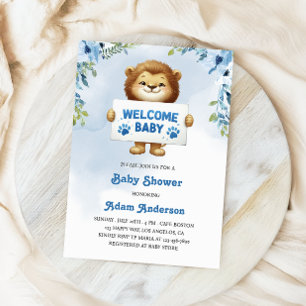 Little Lion Baby shower – Blauw Oerwoud Thema Kaart