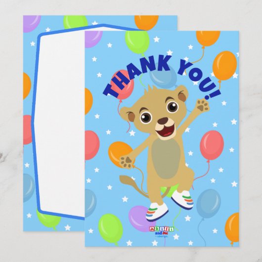 Little Lion bedankkaarten (horizontaal) Bedankkaart (Voorkant / Achterkant)