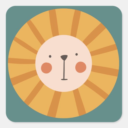 Little Lion Birthday Vierkante Sticker (Voorkant)