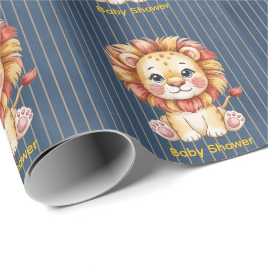 Little Lion Boy Baby shower Cadeaupapier (Rol Hoek)