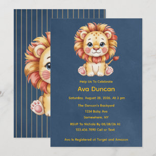 Little Lion Boy Baby shower Kaart