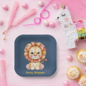 Little Lion Boy Baby shower Papieren Bordje (Feest)
