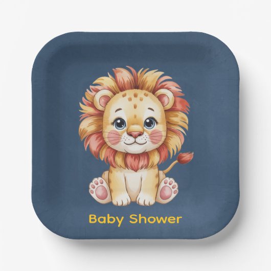 Little Lion Boy Baby shower Papieren Bordje (Voorkant)
