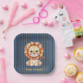 Little Lion Boy Baby shower Papieren Bordje (Feest)