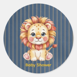 Little Lion Boy Baby shower Ronde Sticker