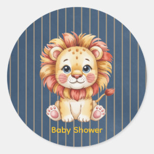 Little Lion Boy Baby shower Ronde Sticker