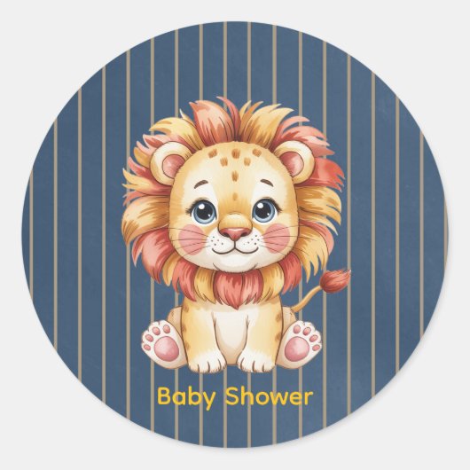 Little Lion Boy Baby shower Ronde Sticker (Voorkant)
