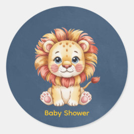 Little Lion Boy Baby shower Ronde Sticker