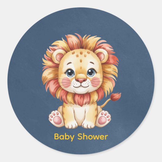 Little Lion Boy Baby shower Ronde Sticker (Voorkant)