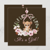 Little Lion Cub Baby shower Invitation Kaart (Voorkant / Achterkant)