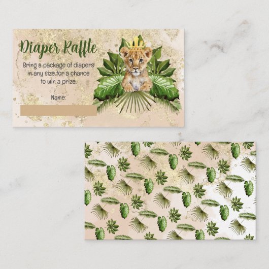 Little Lion Cub Tropical Baby shower Luier Raffle Informatiekaartje (Voorkant / Achterkant)