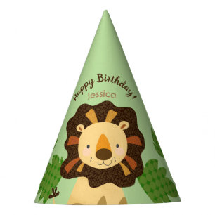 Little Lion Custom Name Birthday Party Feesthoedjes