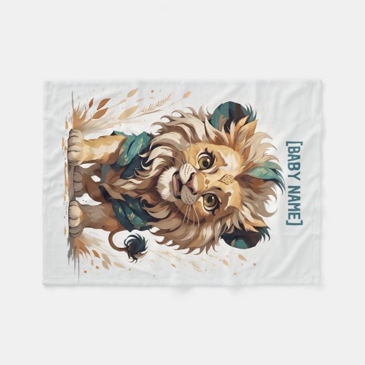 Little Lion gepersonaliseerd Fleece Deken (Voorkant (Horizontaal))