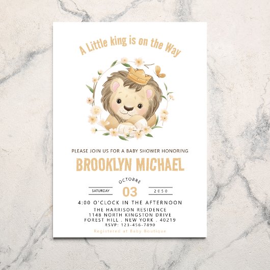Little Lion King Baby shower Genderneutraal Kaart