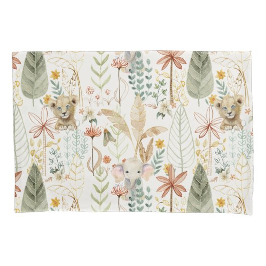 Little Lion King Safari Oerwoud Boy Baby Nursery Kussensloop (Voorkant-Links)