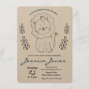 Little Lion Prince Boy Baby shower Rustic Kaart