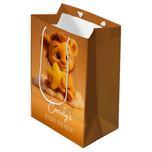 Little Lion & Star - Baby Shower Gift Bag Medium Cadeauzakje (Voorkant Gekanteld)