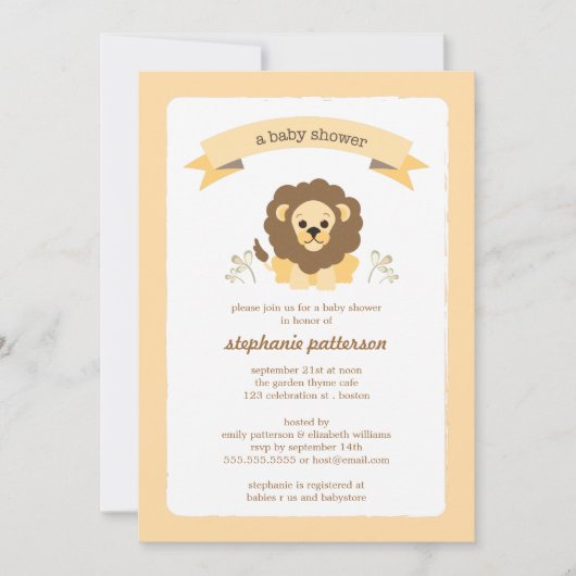Little LIon Sweet Oerwoud Baby shower Invitation Kaart (Voorkant)