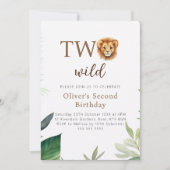 Little Lion Two Wild Party Boy Verjaardag Kaart (Voorkant)