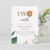 Little Lion Two Wild Party Boy Verjaardag Kaart (Staand voorkant)