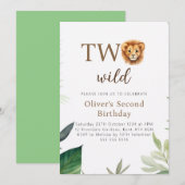 Little Lion Two Wild Party Boy Verjaardag Kaart (Voorkant / Achterkant)