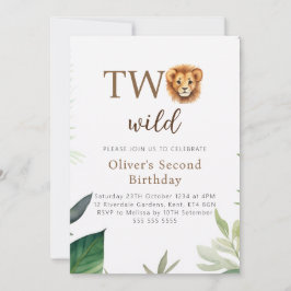 Little Lion Two Wild Party Boy Verjaardag Kaart