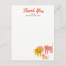Little Lions Baby shower Flat Dank u let op Kaarte Notitiekaartje