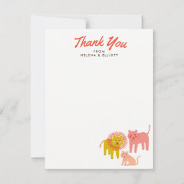 Little Lions Baby shower Flat Dank u let op Kaarte Notitiekaartje