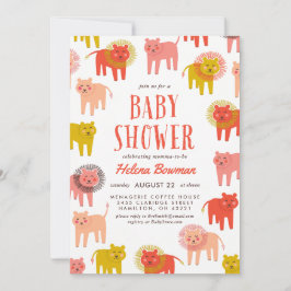 Little Lions Desert Warm Baby shower Invitation Kaart