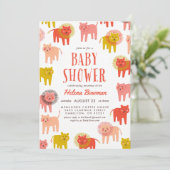 Little Lions Desert Warm Baby shower Invitation Kaart (Staand voorkant)